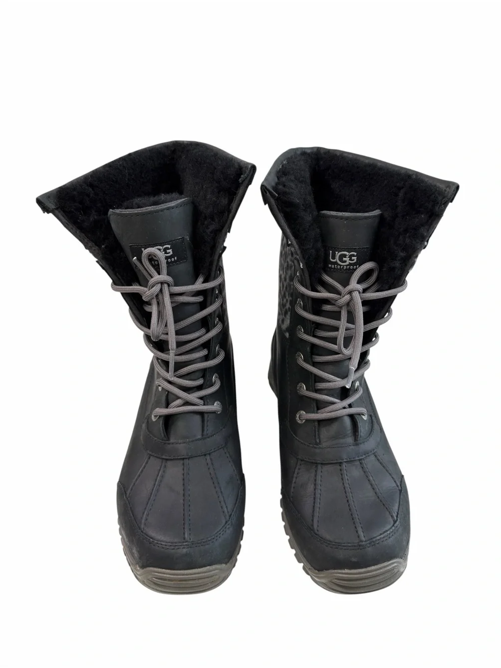 Ugg Adirondack II Exotic Waterproof Black Leopard Print Size 11
